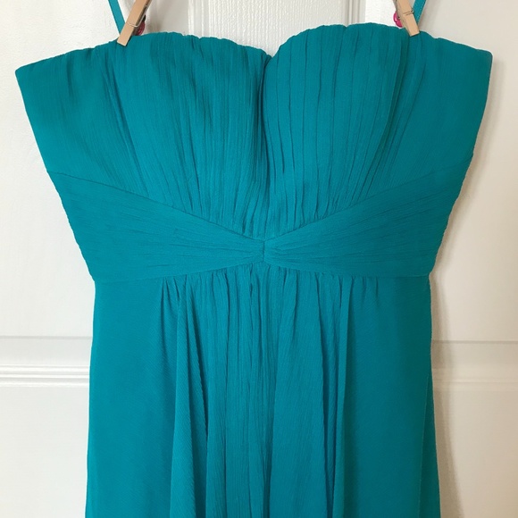 BCBGMAXAZRIA Strapless Silk Turquoise Dress Size 0 - Picture 2 of 8